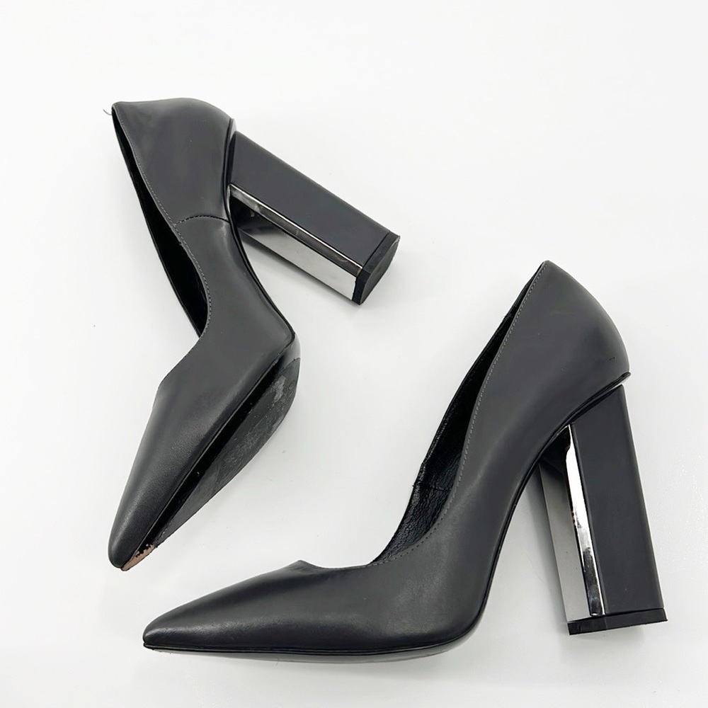All Saints Cubista Mirrored Heel Pumps Gray size 38 size 7 - Picture 13 of 14